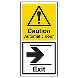V Safety Automatic Door - Exit Arrow Right - 150mm x 300mm - Window Sticker