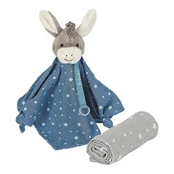 Sterntaler Träumli-set, ezel Emmi, knuffeldoek met fopspeenvoorziening en knuffeldoek, lichtblauw/grijs