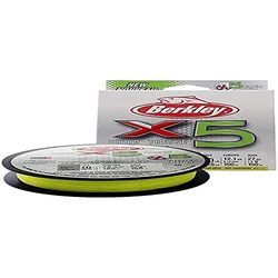 Berkley X5, Fil de Pêche, Tresse 5 Brins pour la Pêche en Mer et en Eau Douce, plus Résistante, Pêche aux Carnassiers, Fluro Grün