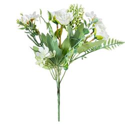 DRW Lot de 12 Bouquets de Fleurs en Polyester Blanc 1 x 1 x 27 cm