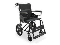 Welcolore Opvouwbare rolstoel voor transport, stalen frame, licht en compact, massieve wielen, hefboomremmen, inklapbare rugleuning, zitbreedte 46 cm, tot 100 kg