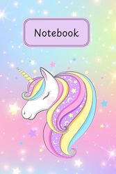 Notebook: Pretty unicorn design, suitable for children aged 3 - 12 years