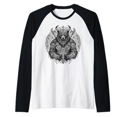 Oso Vikingo Guerrero Odin Berserker Oso Nórdico Guerrero Camiseta Manga Raglan