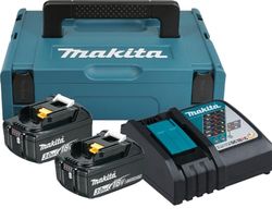 Makita Power Source Kit con 2 litium litio Baterías, 18 V, 3,0 Ah y un cargador en aufe bewahrung Caja Makpac, 1 pieza, turquesa; negro, 197952 – 5