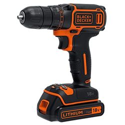 Black+Decker Accuboormachine (18V, incl. Li-Ion schuifaccu, 1 dubbele bit, 400 mA oplader in koffer, LED-werklamp, planetaire transmissie, softgrip) BDCDC18K