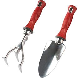 Garden 913682 Ensemble Pelle à Main et cultivateur à poignée Confortable – Outils de Jardinage Essentiels Multi-pupose – Rouge