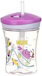 NUK 3-in-1 Learning to Drink Set with Trainer Cup (6+ Months), Magic Cup 360° Drinking Cup (8+ M) & Action Cup Drinking Bottle Children (12+ M) | 230 ml | BPA-Free | Purple Crab