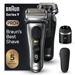 Braun Series 9 PRO +, Electric Beard Razor, Precision Trimmer, Travel Case, Flexible Blades, Smart Care Station, Dry or Under Water Use, Lithium Ion Battery, Gift Idea, 9567cc Silver