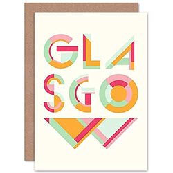 Artery8 Glasgow Colourful Word Sealed Greeting Card Plus Envelope Blank inside Coloré