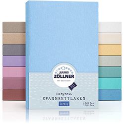 Julius Zöllner Jersey hoeslaken voor baby- en kinderbed, 100% jersey-katoen, Oeko-Tex Standard 100 gecertificeerd, afmetingen: 60 x 120 cm / 70 x 140 cm, 1 stuk, lichtblauw