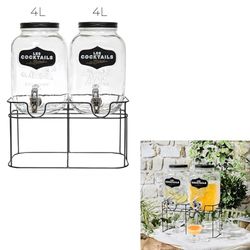 COOK CONCEPT, KA0638, Podwójna fontanna do napojów Bistrot 2x4L - Elegancki wygląd, Optymalna pojemność, Łatwość obsługi, Praktyczna konserwacja - Przezroczysty, Rozmiar: 2x4L, Kolor: Przezroczysty