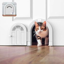 Kattendeur binnendeur - klapvrij kattendeur voor binnendeur, kattendeur binnendeur voor katten tot 20 pond, eenvoudige doe-het-zelf installatie, veilige installatie in minuten, geen training nodig..