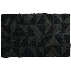 MSV Bath mat Calula of Cotton 50X80cm in Black/Grey, 50 x 80 cm