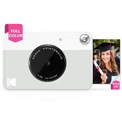 KODAK Printomatic Appareil photo numérique à impression instantanée couleur – Photos de haute qualité sur papier autocollant Zink 2 x 3" – 5 MP, portable, cadeau créatif pour anniversaire, Noël – Gris