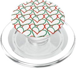 Corazones de Navidad, corazones rojos y verdes, abstracto geométrico PopSockets PopGrip para MagSafe