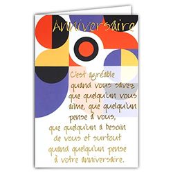 Afie 69-3026 Birthday Card with Large Text in Gold-Plated Words that Shine; Comes with Matching Colour Envelope; Closed Card Size 11.5 x 17 cm; Made in France