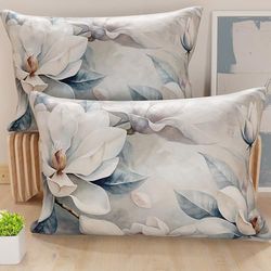 PETTI Artigiani Italiani - Par de Fundas de Almohada 70x40 cm, Pareja de Funda de Cojín Motivo Floral, 100% Microfibra Hipoalergénica, Paquete de 2, Made in Italy