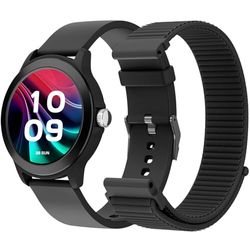 SPC Smartee Duo Vivo 2 - Smartwatch Montre connectée avec Cadran Rond AMOLED 1,32" | Appels Bluetooth | 2 Bracelets | 100 Sports | IP68 | 8 Jours Batterie | Contrôle app Android/iOS - Noir