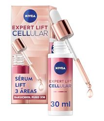 NIVEA Cellular Expert Lift Sérum Lift 3 Áreas (1 x 30 ml), sérum antiarrugas con x10 Bakuchiol puro altamente concentrado, sérum antiedad para rostro, cuello y escote