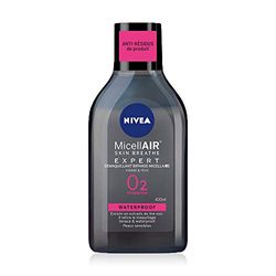 NIVEA MicellAIR SKIN BREATHE Expert struccante Bifase (1 x 400 ml), detergente viso e occhi sensibili, struccante impermeabile arricchito con estratto di tè nero