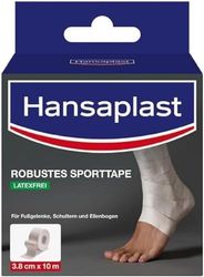 Hansaplast Bande de sport robuste (3,8 cm x 10 m), forte adhérence, aide à prévenir les blessures, bande de sport sans latex, offre un soutien articulaire, blanc