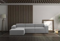 Talamo Italia - Divano Fisso con penisola Jessica, Divano componibile con penisola Sinistra, Sofà Moderno in Tessuto, 100% Made in Italy, Cm 300x170h70, Grigio