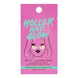 Holler And Glow You're So Golden Babe Glitter Hydrogel Under Eye Masks, Brightening & Hydrating Eye Patches with Vitamin C & Cica, Gold Glitter Sparkle for Radiant, De-Puffed Eyes, 2.5 G