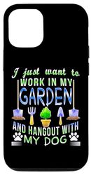 Carcasa para iPhone 15 Camiseta de jardinería para amantes de los perros, jardinero, jardín, regalos para mascotas, plantas