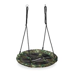relaxdays Nid d’Oiseau balançoire, Camouflage, pour Enfants & Adultes, Jusqu’à 100 kg, Rond, Ø 90 cm, Vert foncé