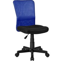 BAKAJI Cadeira secretária escritório giratória respirável de tecido vermelho altura ajustável com rodas cor azul e preto