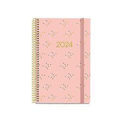 Miquelrius - Annual Planner 2024, Day Page, Active Size 117 x 182 mm, Hard Cover, Spiral Binding, Elastic Closure, Catalan, English and Portuguese, Minidots with Gold Stamping