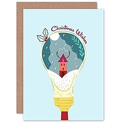 Wee Blue Coo Cute Light Bulb Christmas Card