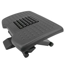 PrimeMatik - Reposapiés con Plataforma Ajustable de plástico Negro con Efecto Masaje 455 x 330 mm 3 Niveles
