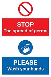 STOP germs PLEASE wash your hands sign - Plastic Rigid 3mm