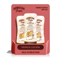 Hawaiian Tropic Silk Hydration Protective - Confezione 3 lozione solare protettiva SPF 30 con nastri di seta idratanti e impermeabili, formato 180 ml.