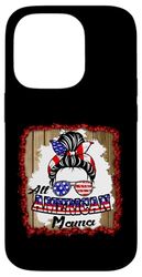 All American Mama Patriotic Messy Bun Usa Flag 4th of July Custodia per iPhone 14 Pro