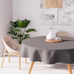 Soleil d'ocre Toalha de mesa antimanchas, Alix redonda, cinzento, diâmetro 180 cm