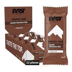 EVRST Energy Bar Double Chocolate Chip, 12 x 55g Bar, 8.8g Protein Per Bar, Rich in Magnesium, 12 Bars Per Case