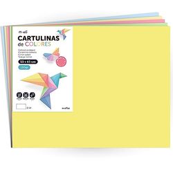 50 x 65 cm Pastel Coloured Cardstock Large Cardboard 180g for Crafts, Creative Designs and Art Projects m-office (x50 Sheets, Assorted)