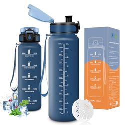 Vikaster dricksflaska, dricksflaska, 1 000 ml, cykel dricksflaska, lämplig för kolsyrade drycker, sportflaska för barn, cykel, skola, fitness, utomhus