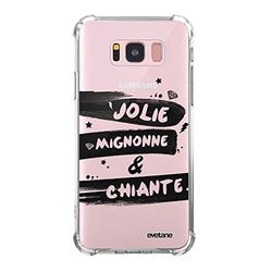 Evetane - Beschermhoes van siliconen, compatibel met Samsung Galaxy S8, zachte en versterkte bescherming, schokbestendige hoeken, dun en transparant, bescherming aan de achterkant, schattig en onopvallend