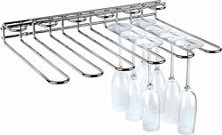 Barra para copas APS, 45 x 32 x 6 cm, soporte para copas de alta calidad fabricado en metal cromado, soporte para copas de vino para 20 copas, soporte para colgar copas para el bar de casa, cocina, bar, pub, restaurante