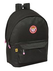 Safta KINGS LEAGUE PORCINOS - Mochila para Portátil 15.6" y USB, Ideal para Jóvenes de Diferentes Edades, Tejido Reciclado, Cómoda y Versátil, Calidad y Resistencia, 31x18x44 cm, Color Negro