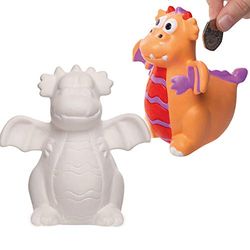 Baker Ross AT637 Dragon personaliseerbare keramische spaarpotjes (2 stuks) creatieve kunstenaars- en knutselbenodigdheden voor kinderen om te knutselen, personaliseren en versieren