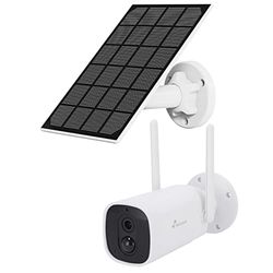 NIVIAN Kamera monitorująca WiFi + panel słoneczny-Długa żywotność baterii 10400 mAh-FullHD-Detekcja ruchu i człowieka - Nadaje się na zewnątrz - Noktowizor na zewnątrz-Dwukierunkowy Audio-Alexa,