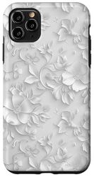 Motivo floreale bianco su sfondo bianco Custodia per iPhone 11 Pro Max