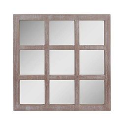 Stonebriar 23,5" x 23,5" Square Rustic 9 Painel Window Pane Hanging Wall Mirror with Attached Mounting Brackets
