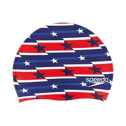 Speedo Unisex-Adult Zwem Cap Silicone, Rad, Wit & Blauw