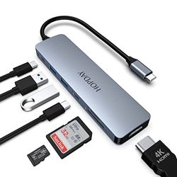 USB C Hub 7 in 1 HOPDAY Hub USB C Adapter Dual Monitor USB C a HDMI con 4K HDMI, 100W PD, USB 3.0 A&C, Lector de Tarjetas SD/TF, estación de Acoplamiento USB C para MacBook Pro/Air, HP, DELL, Surface