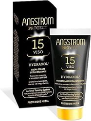 Angstrom Protect Crema Solare Protezione Viso SPF 15, Stimola la Produzione di Melanina con il Total Tanning System, con Filtri Solari UVA/UVB, Resistente all'Acqua, Dermatogicamente Testato, 50 ml